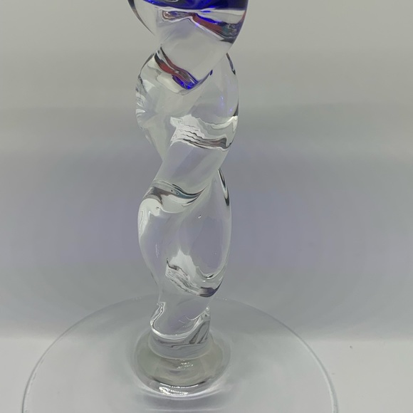 Rare find!  Atelier MORAVA CZECH cobalt blue twisted stem glass candlestick! - Picture 10 of 11
